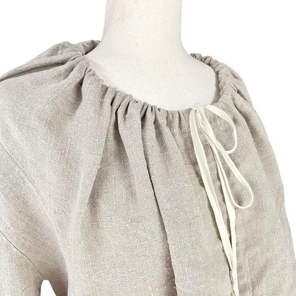 BRYN WALKER Kai Linen Long-Sleeve Tie-Front Waterfall Jacket S Beige Lagenlook - Picture 4 of 11